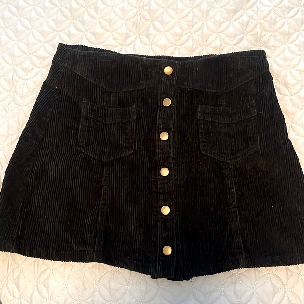 Corduroy Black Mini Skirt